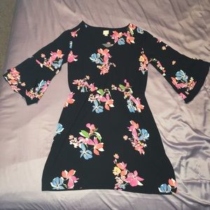 Black Multicolor Floral Dress Boho